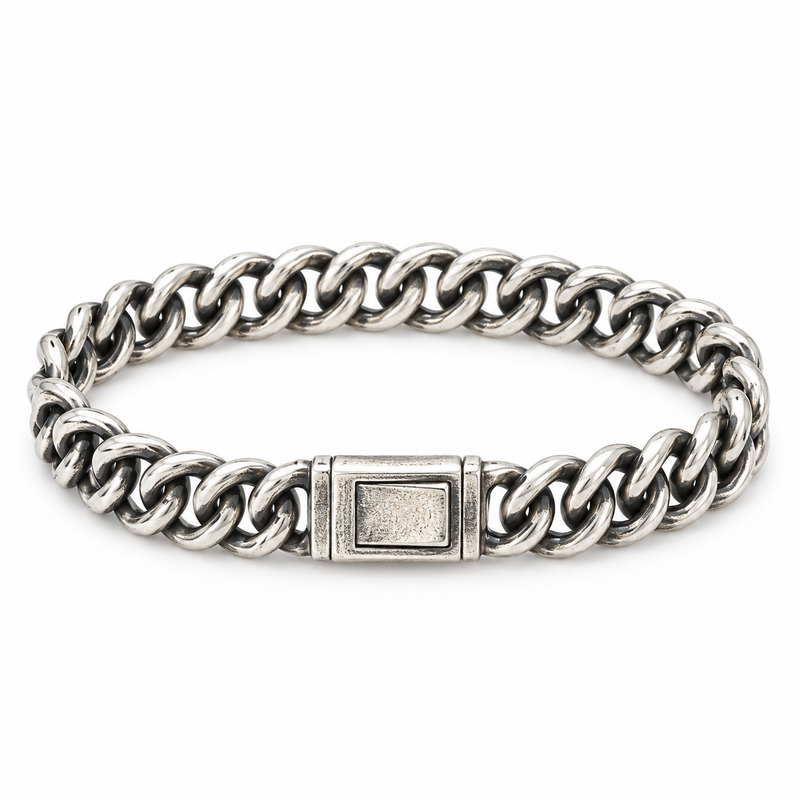 Men's Textured Band Bracelet in 925 Sterling Silver – front view