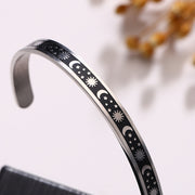 Men's Celestial Line Cuff in stainless steel – original sun, moon and star detail