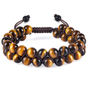 Men's Crossweave Tiger Eye Bracelet in golden-brown natural stone – front view