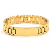 Men's Watchband ID Bracelet in Gold-Tone Plated Steel – front view