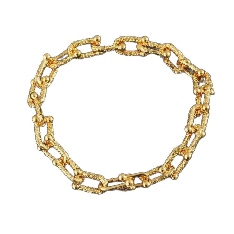 Men's Ornate Open-Link Bracelet in 18K Gold Plated Copper – front view