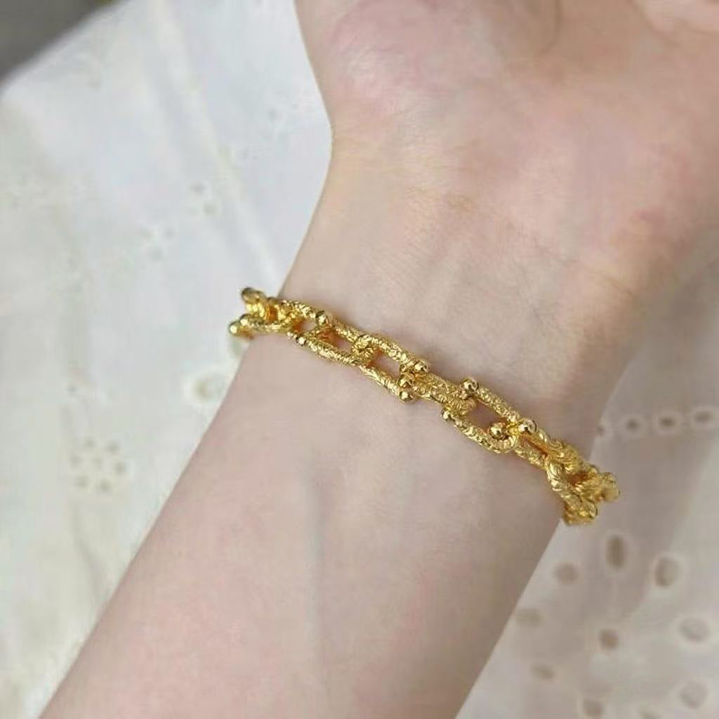 Men's Ornate Open-Link Bracelet in 18K Gold Plated Copper – original detail