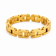 Men's Pyramid Rail Gold Plated Bracelet in 18K Gold Plated Stainless Steel – front view