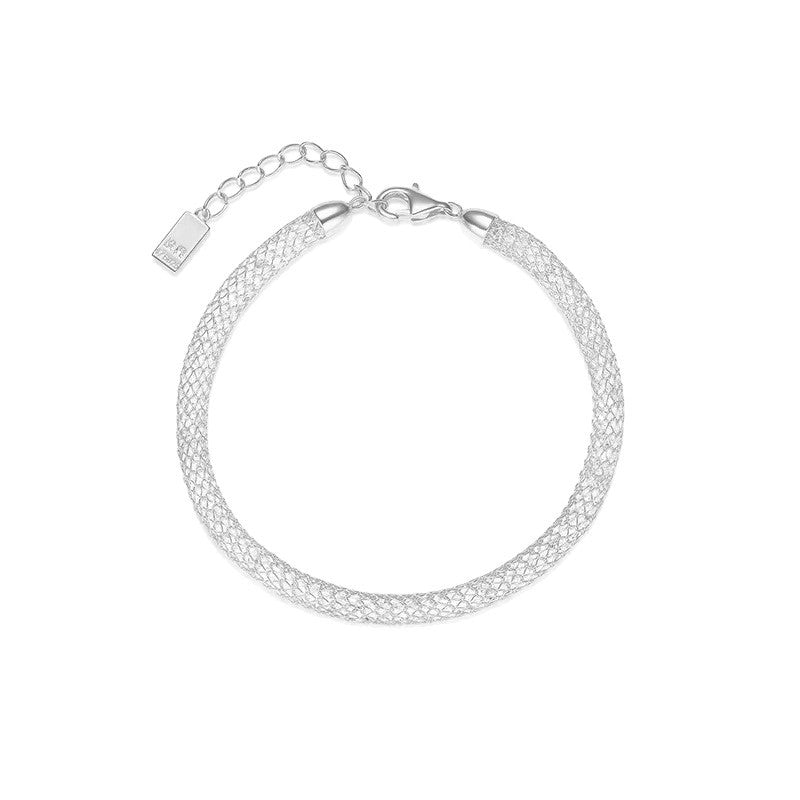 Men's Fine Mesh Ribbon Bracelet in 925 Sterling Silver – front view