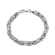 Men's Coiled Ring Byzantine Bracelet in silver-tone stainless steel – front view
