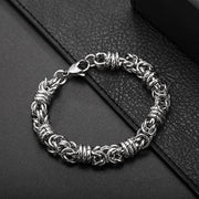 Men's Coiled Ring Byzantine Bracelet in silver-tone stainless steel – original flat view of layered wire coils