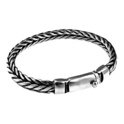 Men's Leaf Edge Weave Bracelet in Sterling Silver – front view