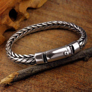 Men's Leaf Edge Weave Bracelet in Sterling Silver – original angled leaf-like weave