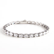 Men's Oval Light Tennis Bracelet in Silver-Tone Steel – front view
