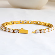 Men's Oval Light Tennis Bracelet in Gold Plated Steel – gold-tone open clasp detail