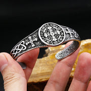 Men's Benedict Celtic Cuff in Silver-Tone Steel – original medal, cross and Celtic knot detail