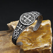 Men's Benedict Celtic Cuff in Silver-Tone Steel – original open ends and inner texture view