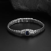 Men's Blue Scroll Braid Bracelet in Sterling Silver – original front detail