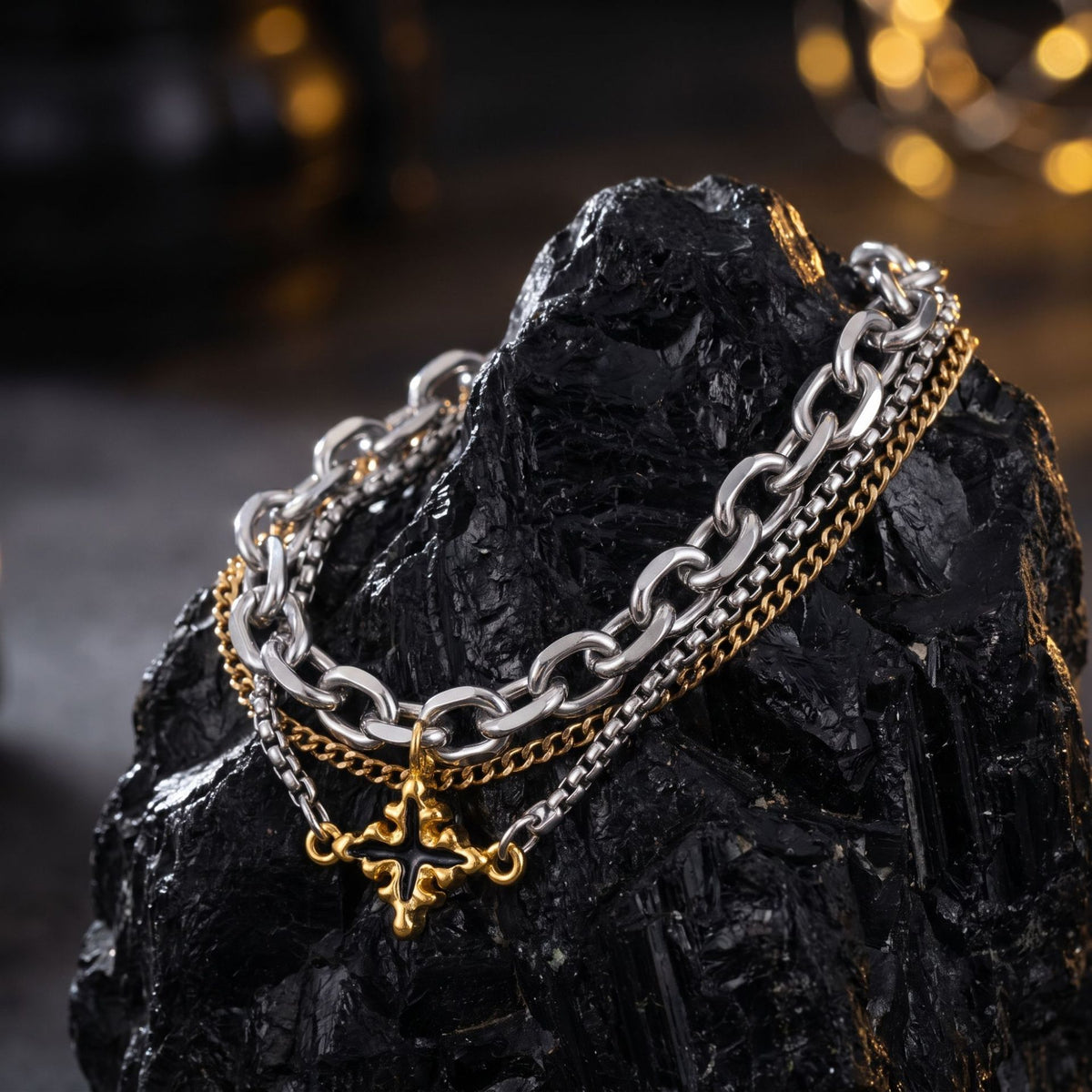 Molten Cross Layer Bracelet