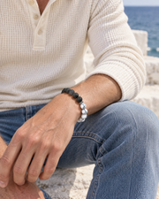Monochrome Stone Bead Bracelet — styling look one