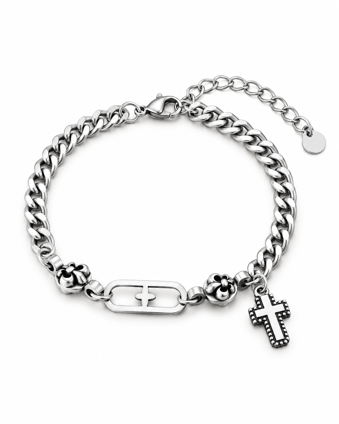 Open Cross Curb Bracelet — product view