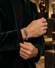 Ornate Cross Curb Bracelet — styling look one