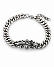 Ornate Cross Curb Bracelet — product view