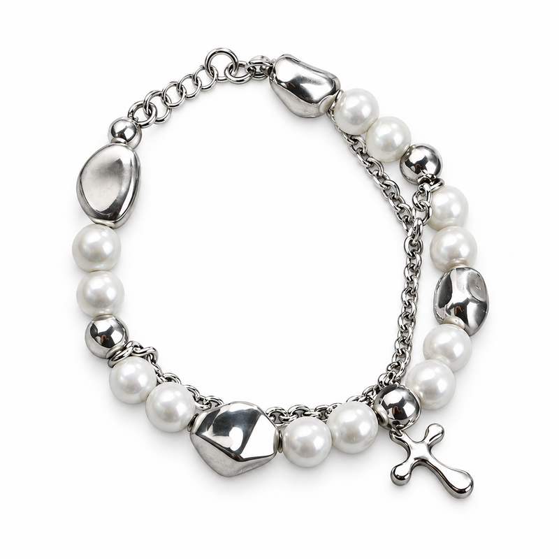 Pearl Cross Layer Bracelet — product view
