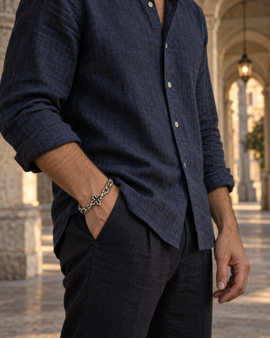 Pointed Cross Chain Bracelet — contextual scene