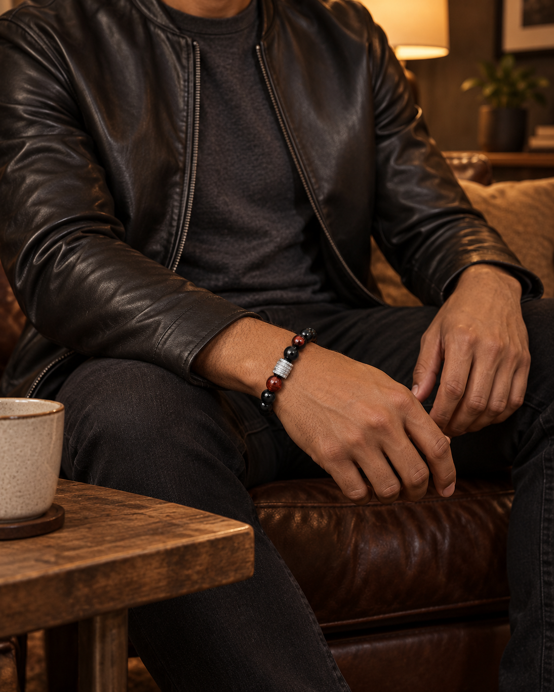 Red Accent Bead Bracelet — contextual scene