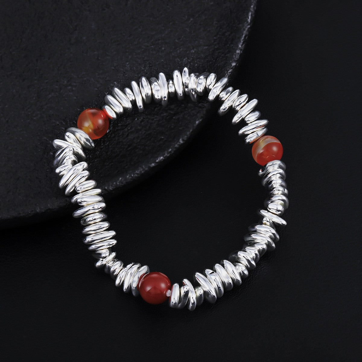 Red Accent Pebble Bracelet