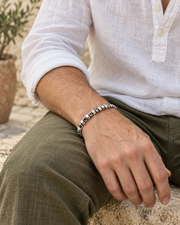 Rubble Silver Bead Bracelet — styling look one