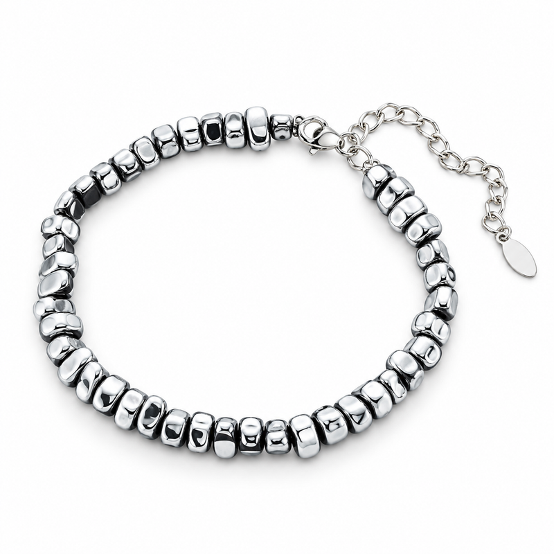 Rubble Silver Bead Bracelet — product view