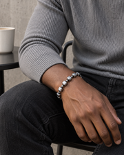 Silver Cube Orbit Bracelet — styling look one