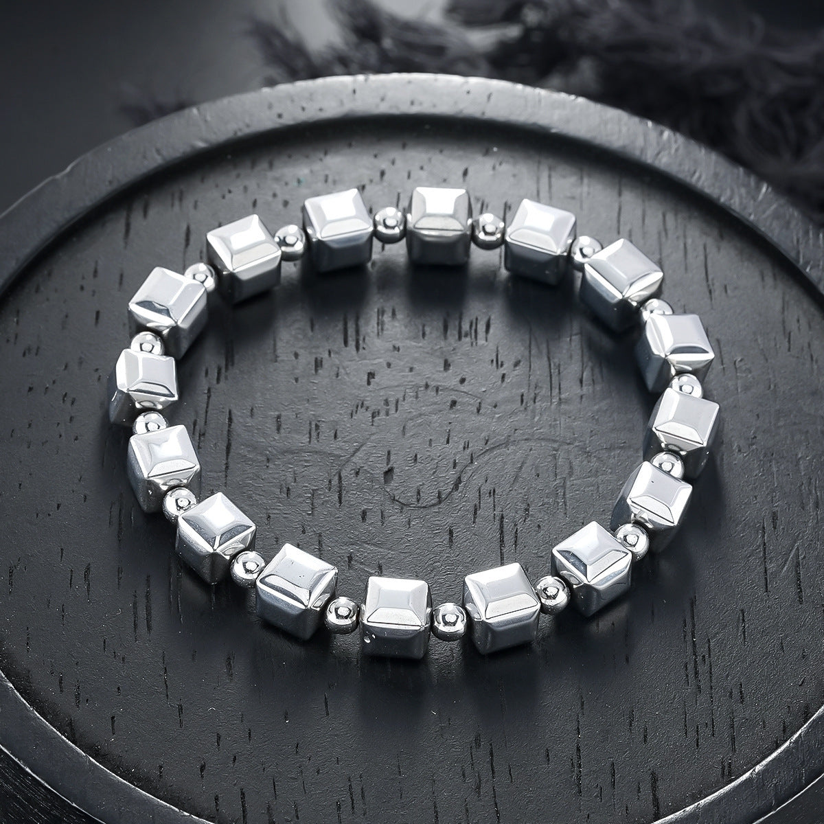 Silver Cube Orbit Bracelet