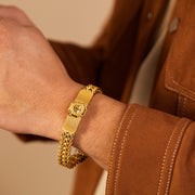 Tree Emblem Mesh Bracelet — original wearing photograph