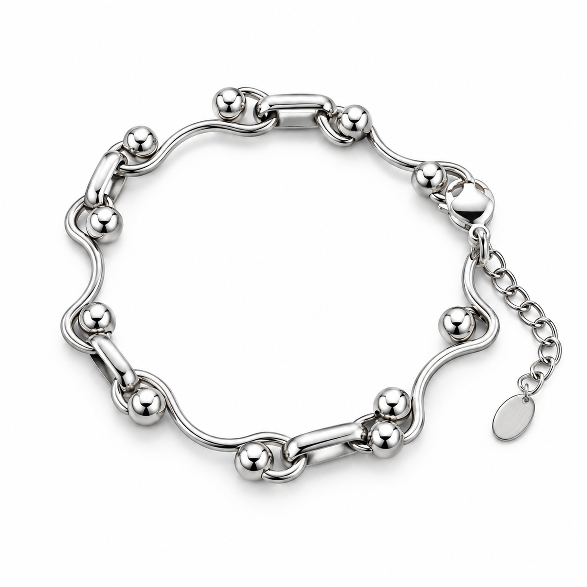 Wave and Ball Link Bracelet — product view