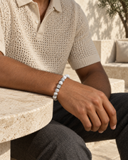 White Crackle Cube Bracelet — styling look one