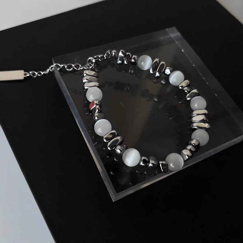 White Fold Bead Bracelet
