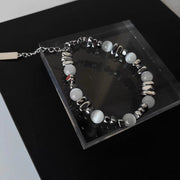 White Fold Bead Bracelet — product details
