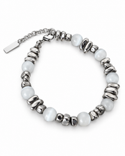 White Fold Bead Bracelet — product view