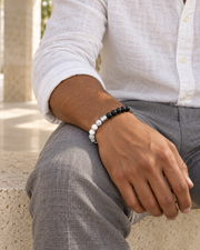 White Stone Block Bracelet — styling look one