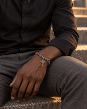 Winged Cross Chain Bracelet — styling look one