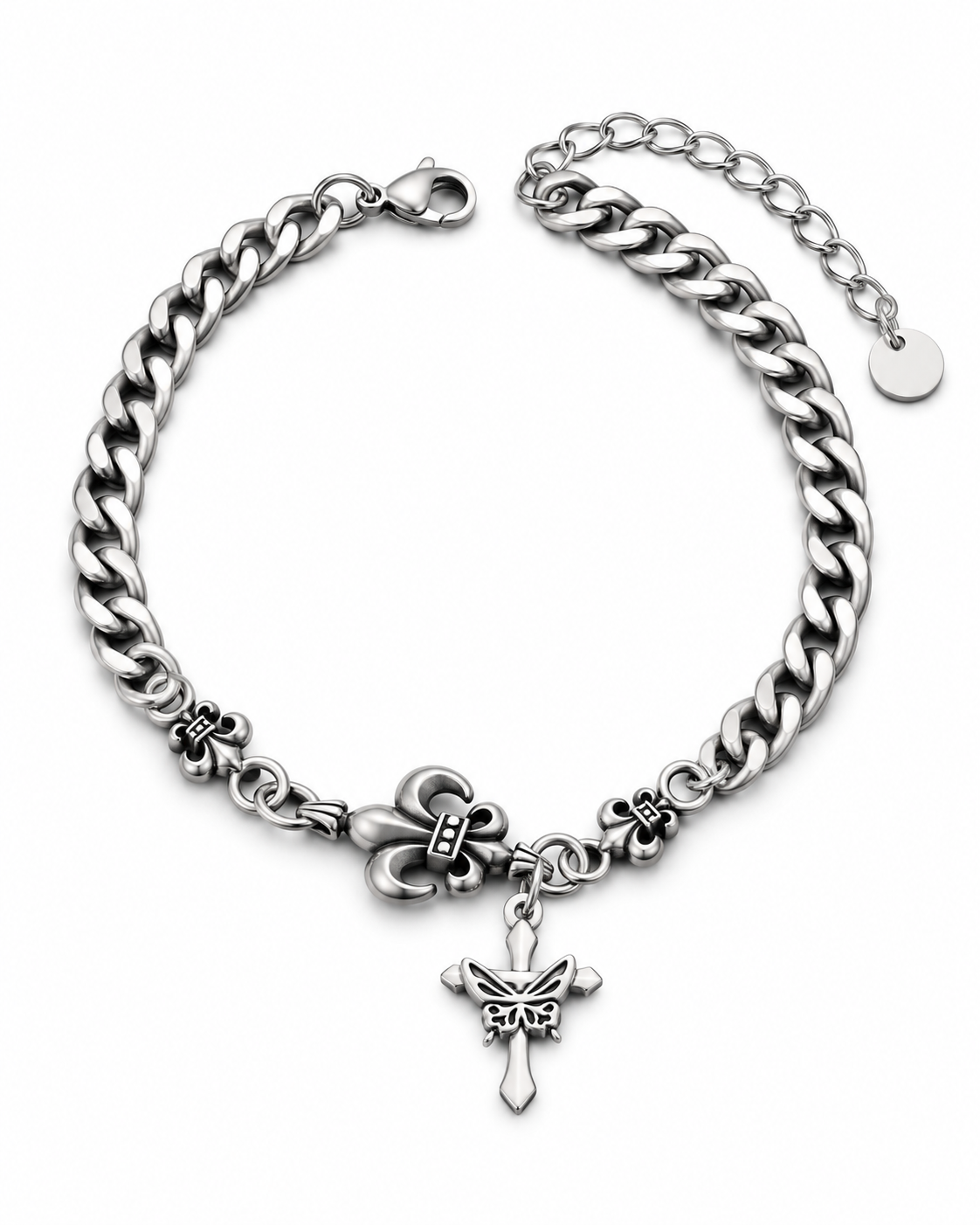 Winged Cross Chain Bracelet — product view
