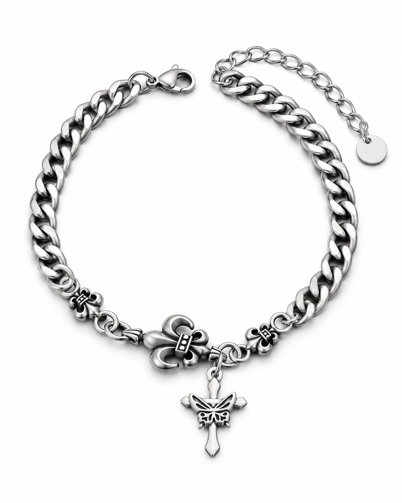 Winged Cross Chain Bracelet — product view