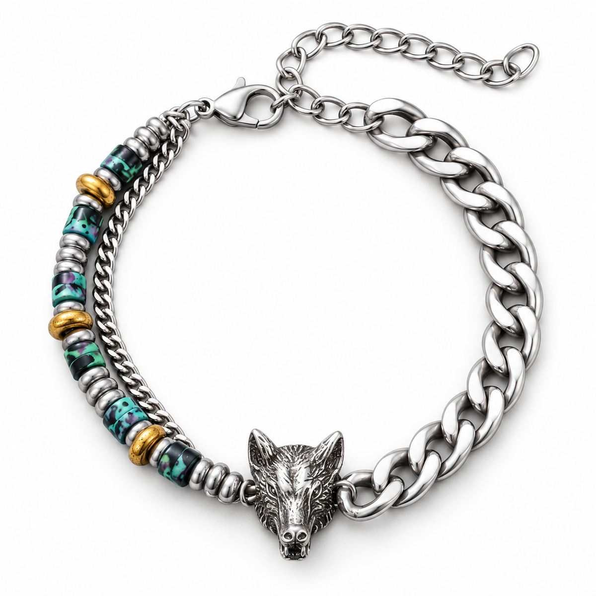 Wolf Bead Chain Bracelet — product view