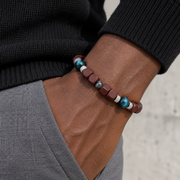 Wood and Green Bead Bracelet — casual styling