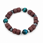 Wood and Green Bead Bracelet — product view